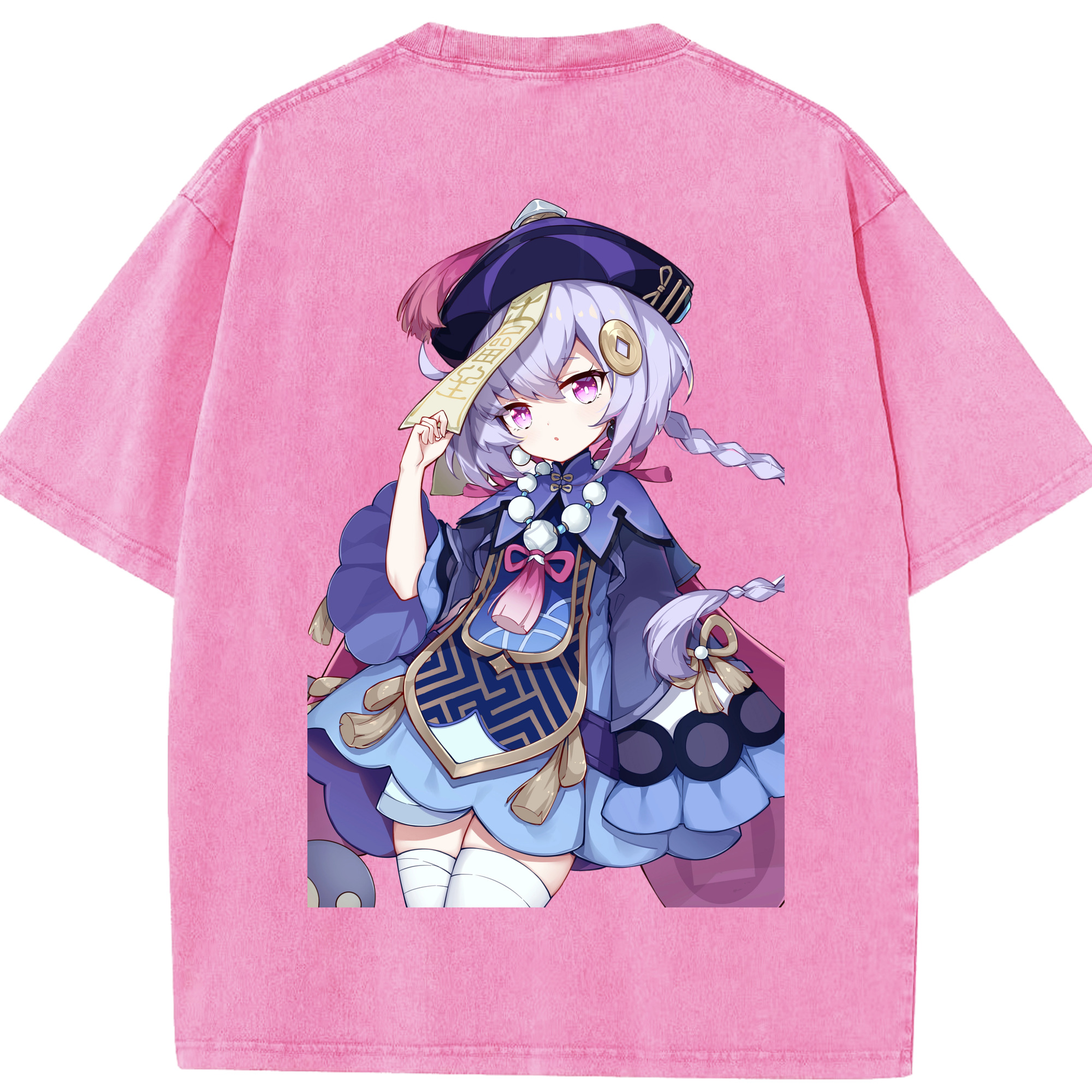げんし神 七七 なな  genshin Nana 綿100% ヴィンテージ風 半袖Tシャツ（背面プリント）